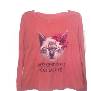 Girls Arizona Jean Co. 2XL Pink Gaphic Cat Shirt